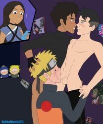 3boys avatar_the_last_airbender beast_boy black_hair blonde_hair conner_kent crossover dc dc_comics ed_dorado_jr gay gay_sex katara kissing male naruto naruto_(series) naruto_shippuden shounen_jump skinny sokkanarutodc south_park spandex spandex_suit superboy superboy_(conner_kent) superman_(series) toony uncensored undressing uzumaki_naruto yaoi young