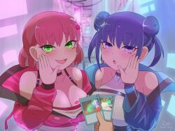 2girls duel_monster evil_twin_ki-sikil evil_twin_lil-la female gomi53 ki-sikil_(yu-gi-oh!) kiss_mark large_breasts lil-la_(yu-gi-oh!) twins yu-gi-oh!