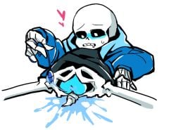 2018 animated_skeleton blue_blush blue_hoodie blue_jacket blue_sex-toy blush bottomless drooling ectoplasm egg_vibrator fluids heart heki_(artist) hooded_jacket hoodie jacket legs_apart legs_spread looking_down monster sans sans_(undertale) seleton sex_toy skeleton solo undead undertale undertale_(series) vibrator white_background