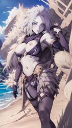 1girls ai_generated awoken blue_eyes blue_skin breasts bungie destiny_(game) destiny_2 heels hi_res legwear lingerie looking_at_viewer mara_sov medium_breasts nipples panties short_hair stable_diffusion stockings thighhighs white_hair