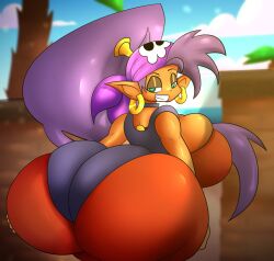 2023 big_ass big_breasts breasts bubble_butt cappy_custard green_eyes huge_ass palm_tree pirate shantae shantae_(character) solo tagme wayforward