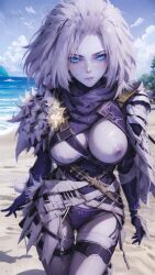 1girls ai_generated awoken blue_eyes blue_skin breasts bungie destiny_(game) destiny_2 heels hi_res legwear lingerie looking_at_viewer mara_sov medium_breasts nipples panties short_hair stable_diffusion stockings thighhighs white_hair