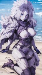 1girls ai_generated awoken blue_eyes blue_skin breasts bungie destiny_(game) destiny_2 heels hi_res legwear lingerie looking_at_viewer mara_sov medium_breasts nipples panties short_hair stable_diffusion stockings thighhighs white_hair