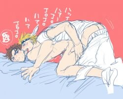 2boys anal battle_tendency blonde_hair blonde_hair_on_brown_hair blonde_hair_top brown_hair brown_hair_bottom caesar_zeppeli domination duo gay jojo's_bizarre_adventure joseph_joestar light_hair_on_dark_hair male male/male male_only male_penetrating_male yaoi