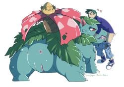 blowjob feral fushigibana greasyhyena human human_on_feral oral pokémon_(species) pokemon pokemon_(species) pokephilia pussy scalie venusaur