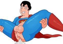 1boy after_sex anal_creampie ass balls cum cum_in_ass dc dc_comics family_guy gaping_anus gay hole male male_only penis solo sperm superman superman_(series) unknown_artist white_background