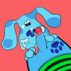 2d animated animated_gif anonymous_male blue&#039;s_clues blue_(blue&#039;s_clues) blue_fur canine color colored cum cum_on_face female feral feral_female gif interspecies licking licking_cum male male/female nick_jr nickelodeon precum temmeh what_the_fuck zoophilia