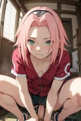 ai_generated aigeneratedp haruno_sakura male_pov naruto naruto_(classic) naruto_(series) pov riding riding_penis sakura_haruno squatting squatting_cowgirl_position