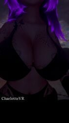 3d abs big_breasts black_hair blue_eyes bra breasts charlottevr colored dominant domination femdom goth goth_girl goth_milf kissing mommy mommy_kink mother nsfw pov purple_hair strong_woman tagme uncensored up_close video vrchat vrchat_avatar vrchat_model wiggle