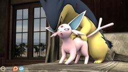 animated duo eeveelution espeon feral glitched_securitron hi_res male/female mp4 nintendo no_sound pokémon_(species) pokemon pokemon_(species) size_difference tagme typhlosion video