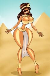 doll egyptian egyptian_clothing egyptian_female huge_breasts knick_knack midriff navel slemka smile sunglasses sunnification sunny_miami thick_thighs wide_hips