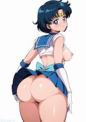 ai_generated ami_mizuno ass bishoujo_senshi_sailor_moon breasts clothing dark_hair sailor_mercury skirt small_breasts steak_ai