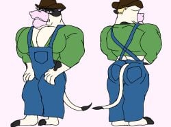 big_ass bovine cowboy cowboy_hat cuntboy farmer giovannibardawulf giovannidrawing intersex muscles open_shirt open_topwear overalls spots