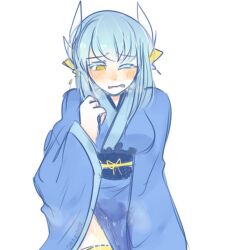 blue_hair fate/grand_order kiyohime_(fate/grand_order) omomouse omorashi peeing peeing_self princessomo wetting wetting_self