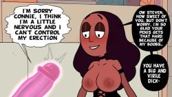 1girls accurate_art_style big_breasts black_hair breasts brown_hair cartoon_network clothing connie_maheswaran couple dark-skinned_female dark_skin edit edited english english_text enormous_breasts enormous_penis erect erect_nipples erect_penis erection female female_only huge_breasts imminent_oral long_hair love offscreen_male partial_male penis romantic romantic_couple screencap screenshot screenshot_edit steca steven_quartz_universe steven_universe steven_universe_future talking talking_to_viewer thelazyart thick thick_ass thick_legs thighs unseen_character unseen_male_face