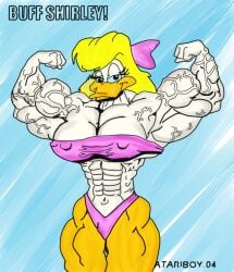 1girls abs anthro_only bedroom_eyes biceps big_breasts big_muscles blonde_hair breasts duck extreme_muscles female female_only huge_breasts long_hair luis3iguel muscles muscular muscular_arms muscular_female muscular_legs pecs shirley_the_loon solo tiny_toon_adventures veins veiny_muscles