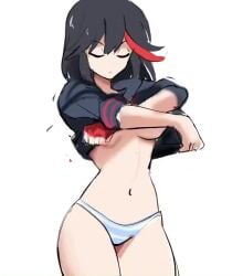 1girls 2d 2d_animation adult_swim animated black_hair bouncing_breasts breast_drop breasts kill_la_kill matoi_ryuuko presenting_breasts rakeemspoon rakeenart red_hair_stripe senketsu tagme toonami undressing video