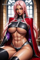 1girls ai_generated curvaceous curvy_body curvy_female diffusionlad female female_only huge_breasts ingrid_(taimanin_asagi) long_hair pink_hair seductive_look solo_female solo_focus stable_diffusion taimanin_(series) underboob violet_lipstick