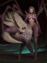 1girls 2d_(artwork) bone_wings breasts featureless_breasts featureless_crotch female hips looking_at_viewer medium_breasts oleg_bulakh purple_eyes queen_of_blades sarah_kerrigan starcraft tagme thick_thighs thighs wide_hips zerg