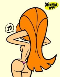 1girls aged_up almost_naked almost_nude ass back blossom_(powerpuff_girls) butt butt_crack cartoon_network casual female female_only fixing_hair from_behind half_naked half_nude human human_only light-skinned_female light_skin long_hair looking_away musical_note no_bra orange_hair pale-skinned_female pale_skin partially_clothed pink_thong powerpuff_girls rear_view sideboob simple_background solo standing teen teenager thong topless underwear xierra099