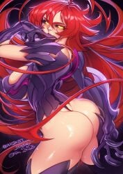 1girls big_ass black_sclera bubble_ass bubble_butt female female_only gofa looking_at_viewer masane_amaha red_hair solo solo_female solo_focus witchblade yellow_eyes