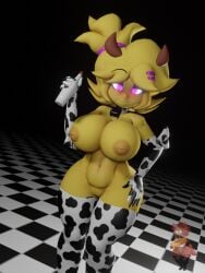 1girls 3d 3d_(artwork) alternate_version_available anthro armwear big_breasts breasts cally3d chica_(cally3d) chica_(fnaf) chiku chiku_(cryptia) clazzey cow_girl cow_horns cow_print cryptiacurves fazclaire's_nightclub female female_only five_nights_at_freddy's fnaf fredina's_nightclub furry huge_breasts inverted_nipples legwear looking_at_viewer nipples pussy scottgames thick_thighs vxast wide_hips yellow_fur