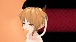 1boy 1boy1girl 1girls 3d animal_ears antlers bunny_ears cute deepthroat deepthroat_smile fellatio female jackalope kemonomimi long_ears oral ren ren_gao short_hair teenager throat_fuck virtual_youtuber young