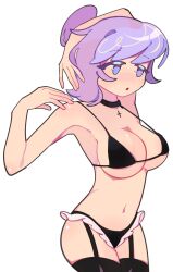 big_breasts bikini cookie_run cookie_run_kingdom female garter_straps navel pastry_cookie purple_hair religious