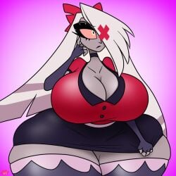 big_breasts clothed female female_only hazbin_hotel huge_breasts huge_thighs kecomaster vaggie_(hazbin_hotel)