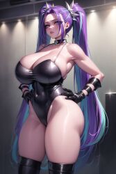 ai_generated aria_blaze equestria_girls hasbro huge_breasts rainbow_rocks seductive_look the_dazzlings the_hotshot thick_thighs wide_hips