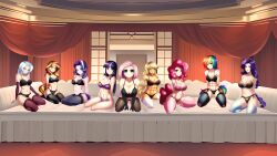 9girls abs ai_generated applejack_(mlp) aqua_eyes athletic_female blonde_hair blue_eyes equestria_girls female female_only fit_female fluttershy_(mlp) friendship_is_magic green_eyes harem harem_girl huge_breasts humanized large_breasts long_hair main_seven_(eg) multicolored_hair my_little_pony pale_blue_hair pink_hair pinkie_pie_(mlp) purple_eyes purple_hair rainbow_dash_(mlp) rainbow_hair rarity_(mlp) red_hair sci-twi silver_hair starlight_glimmer sunset_shimmer trixie_(mlp) twilight_sparkle_(mlp)