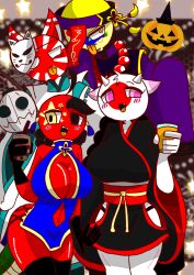 2boys 2girls anthro china china_(countryhumans) chinese_mythology chun-li_(cosplay) cosplay countryhumans countryhumans_girl female halloween japan_(countryhumans) japanese_empire_(countryhumans) japanese_mythology qing_dynasty_(countryhumans) red_body red_skin safe sfw street_fighter 零戰