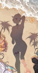 1girls barefoot beach beach_shadow_trend clothes clothes_removed clothing dressed_shadow_(meme) feet female foot hololive hololive_indonesia hololive_indonesia_holoro implied_nudity myth1c myth1carts pavolia_reine removed_clothing rosesiames shadow solo tagme tease virtual_youtuber