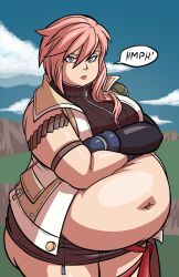 annoyed axel-rosered bbw belly_overhang big_belly big_breasts big_female blush chubby chubby_female eclair_farron embarrassed fat fat_arms fat_ass fat_female fat_fetish fat_girl fat_woman fatty final_fantasy final_fantasy_xiii large_female obese obese_female overweight overweight_female pink_hair plump pork_chop speech_bubble thick_thighs tubby weight_gain