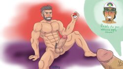 blush gay hard_on human kukui_(pokemon) male male_only naked old_man pokemon pokemon_sv professor_turo profwolfang