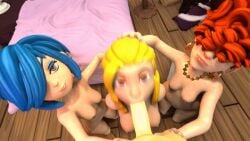 3d 3d_animation animated assisted_fellatio big_breasts blender_(software) blonde_hair blowjob blue_hair cartoon_network ed_edd_n_eddy fellatio female kanker_sisters lee_kanker manwiththemole marie_kanker may_kanker pov pov_eye_contact red_hair