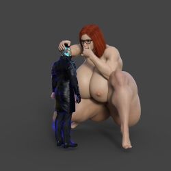 1girls 1male 3d barefoot big_ass big_breasts big_butt clothed clothed_male_nude_female clothing completely_nude daz3d daz_studio dzcelestial3d feet female female_only flexing giantess glasses human hyper hyper_muscles larger_female light-skinned_female lips mini_giantess muscular muscular_female nerdy_female nikki_(nikitaendless) no_background red_hair size_difference