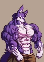 abs big_muscles canine d.angelo huge_muscles large_muscles male male_only muscles muscular muscular_anthro muscular_male pecs purple_fur wolf