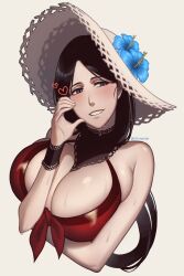 1girls 50x48x48 big_breasts bikini bikini_top bleach bleach_brave_souls blush breasts cleavage cropped_torso detached_collar fellatio_gesture gesture gilf hat huge_breasts long_hair milf naughty naughty_face naughty_smile offering offering_to_viewer oppai sexually_suggestive smile straw_hat suggestive suggestive_gesture sweat sweatdrop unohana_retsu upper_body very_long_hair voluptuous