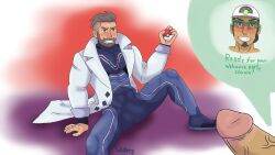 bodysuit dick gay human kukui_(pokemon) male male_only old_man pokemon pokemon_sv professor_turo profwolfang