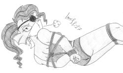 2d 2d_(artwork) 2d_artwork annoyed annoyed_expression back_view bondage camisole eyepatch fish_girl limpurtikles panties rope rope_bondage tagme undertale undertale_(series) underwear undyne