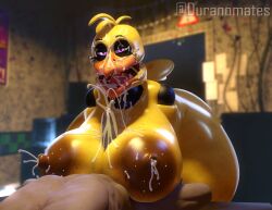 1boy 1boy1girl 1girls 3d 3d_(artwork) anthro areolae big_penis boobjob breasts chica_(fnaf) cum cum_in_mouth cum_on_body cum_on_breasts duranomates five_nights_at_freddy's five_nights_at_freddy's_2 hi_res huge_breasts human human_on_anthro lactation large_areolae light-skinned_male male/female nipples open_mouth paizuri penis scottgames size_difference thick_thighs titjob wide_hips withered_chica yellow_body