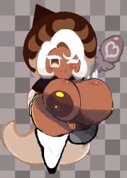 1girls ;) big_ass big_breasts big_butt brown_eyes comically_large_spoon cookie cookie_humanoid cookie_run cubesmolly dark-skinned_female female female_focus female_only happy happy_female huge_ass huge_boobs huge_breasts huge_butt latte_cookie_(cookie_run) long_hair pixel_art smiling smiling_at_viewer spoon white_hair wink winking winking_at_viewer witch_hat