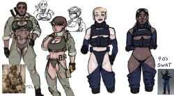 ashley_(mellomi) bindi chubby chubby_female clothing dark-skinned_female dark_skin indian indian_female light-skinned_female mellomi military military_uniform pale_skin police police_uniform policewoman revealing_clothes sex_worker short_hair shortstack slutty_outfit tactical tactical_gear thick_thighs tomboy