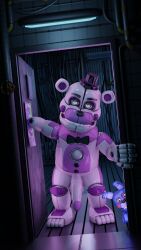 balls bear bowtie cock dick five_nights_at_freddy's five_nights_at_freddy's:_sister_location funtime_freddy_(fnafsl) looking_at_viewer lucasgshep male male_only puppet_bonnie_(fnafsl) speaker white_body