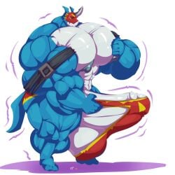 3_toes 5_fingers belt big_muscles bobert digimon flamedramon huge_cock huge_muscles hyper_muscles large_penis male muscles muscular muscular_male non-human non-human_only penis