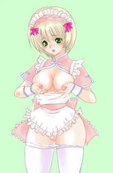 bb blush breasts lactation large_breasts maid panties pussy underwear