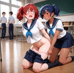 ai_generated arms_restrained assisted_exposure bare_ass blush bottomless bullying classroom clothes_pull dark-skinned_female dark_skin embarrassed embarrassed_nude_female embarrassed_underwear_female enf euf exhibitionism exhibitionist glj-enf going_commando half-dressed half_naked humiliated humiliation kneel laughing multiple_girls nude_from_the_waist_down panties_around_legs panties_down pantsed pantsing pantsless panty_pull pantyless public public_exposure public_humiliation public_indecency public_nudity school school_uniform schoolgirl screaming serafuku shiny_skin shocked shocked_expression short_hair skirt skirt_around_legs skirt_down skirt_pull skirt_removed spectators story_at_source stripped stripped_by_other stripping surprised surprised_expression tanned undressed undressed_by_others yuri