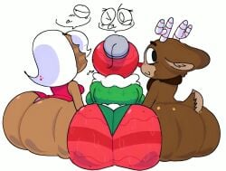 1boy 2girls ai_animated ai_animation ai_generated big_ass big_ass_(male) bobette_(dandy's_world) bottom_heavy_male dandy's_world dandys_world ginger_(dandy's_world) roblox rudie_(dandy's_world) tagme