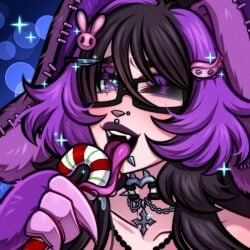 candy_cane christmas goth goth_bunny goth_girl goth_maniac goth_maniax goth_vtuber gothic gothicc gothicc_va gothjuice gothmaniac gothmaniax purple_eyes purple_hair starrynekoart winking_at_viewer
